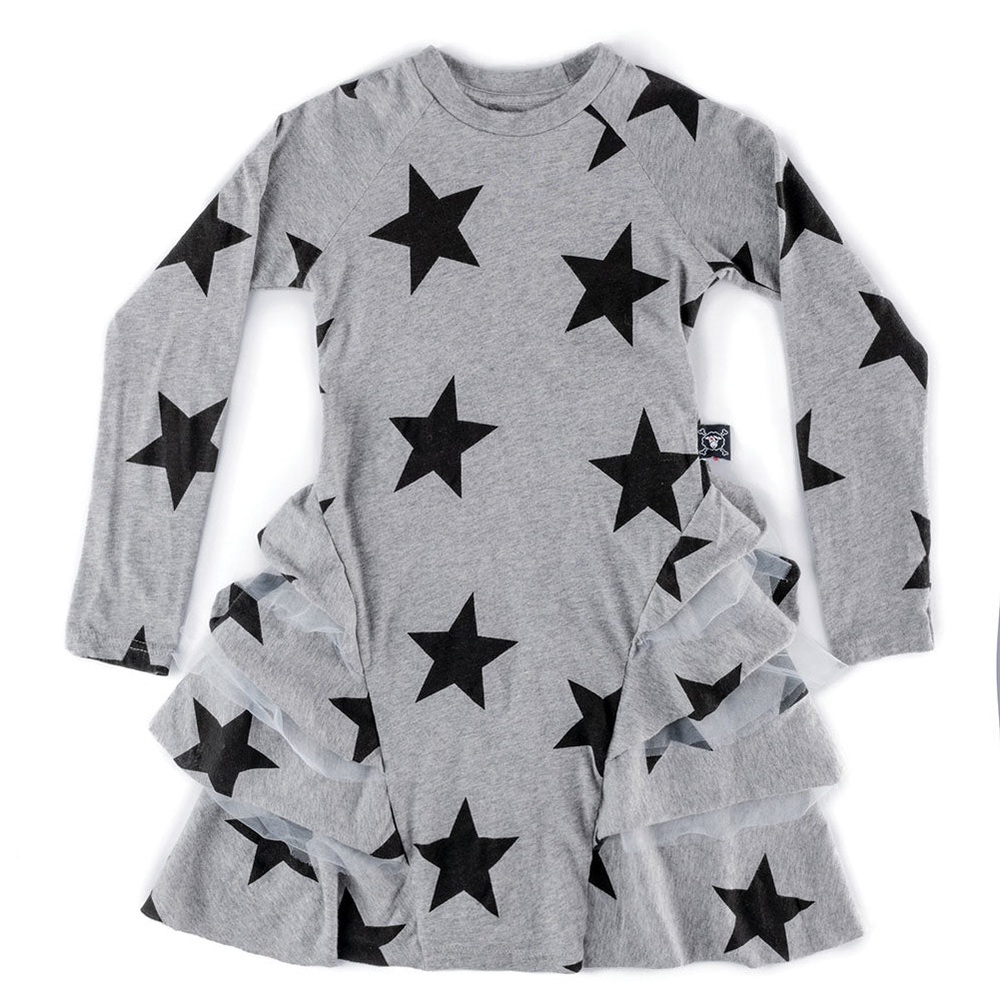 Nununu Star Layered Dress Heather Gray Size 8-9 Like new, no tags but never worn